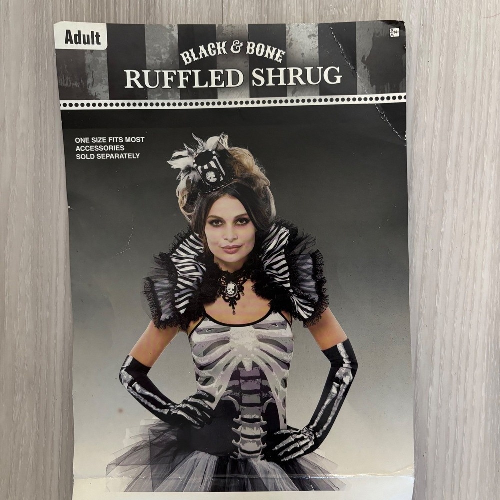 Black & Bone Ruffled Shrug Shoulder Accessory Adult Womens Halloween Costume